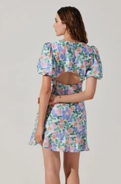 Flutter Sleeve Cutout Floral Mini Dress -Sundress Haven ADR101724 WHITEMULTIFLORAL 2