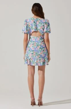 Flutter Sleeve Cutout Floral Mini Dress -Sundress Haven ADR101724 WHITEMULTIFLORAL 4