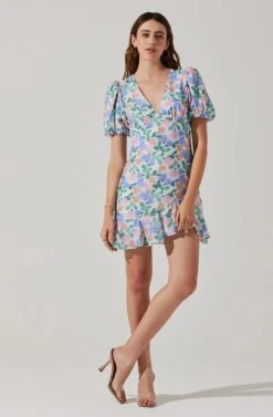 Flutter Sleeve Cutout Floral Mini Dress -Sundress Haven ADR101724 WHITEMULTIFLORAL 5