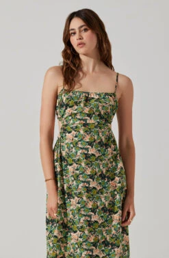Open Back Floral Midi Dress -Sundress Haven ADR101751 GREENORANGEFLORAL 4