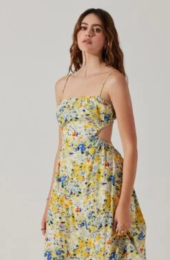 Open Back Floral Midi Dress -Sundress Haven ADR101751 YELLOWBLUEABSTRACT 3