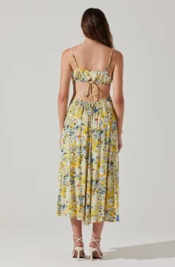 Open Back Floral Midi Dress -Sundress Haven ADR101751 YELLOWBLUEABSTRACT 5