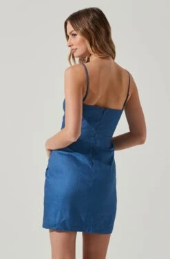 Side Ruched Mini Dress -Sundress Haven ADR101762 INDIGO 5