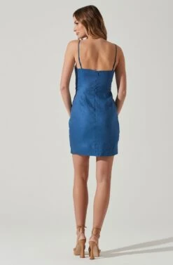 Side Ruched Mini Dress -Sundress Haven ADR101762 INDIGO 6
