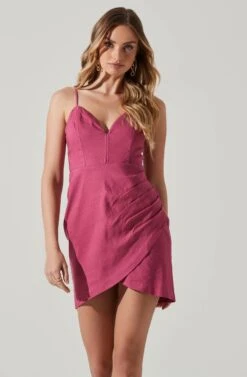 Side Ruched Mini Dress -Sundress Haven ADR101762 ORCHID 3