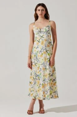 Satin Corset Floral Maxi Dress -Sundress Haven ADR101783 YELLOWCREAMFLORAL 1