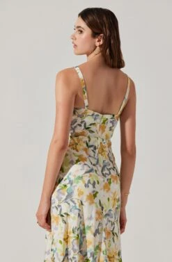 Satin Corset Floral Maxi Dress -Sundress Haven ADR101783 YELLOWCREAMFLORAL 5