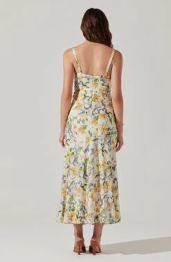 Satin Corset Floral Maxi Dress -Sundress Haven ADR101783 YELLOWCREAMFLORAL 6