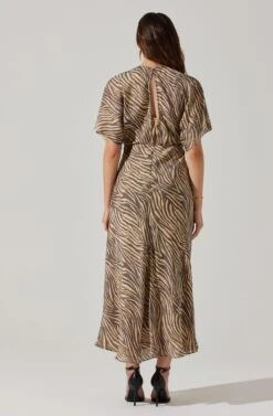 Flutter Sleeve Open Back Midi Dress -Sundress Haven ADR101803 CHARCOALTAUPEABST 5