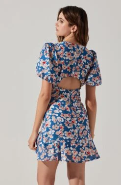 Flutter Sleeve Cutout Floral Mini Dress -Sundress Haven ADR10724 BLUEPINKFLORAL 6