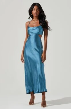 Colette Satin Cutout Midi Dress -Sundress Haven ALD44954 SLATE BLUE 0793 7d5cea7e d21c 48a5 85c5 32f577ba32fe