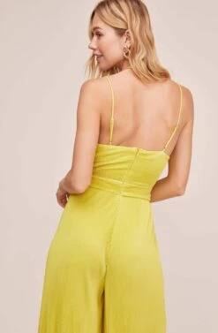 Pleated Cutout Jumpsuit -Sundress Haven AP7061 NEON YELLOW 4