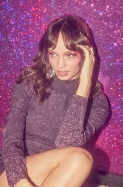 Tillie Metallic Mock Neck Mini Dress -Sundress Haven ASTR HOL22 SKATE 1724