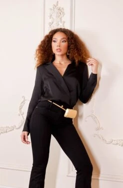 Eloise Long Sleeve Lapelled Bodysuit