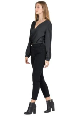 Satin Wrap Front Top -Sundress Haven AT12091B BLACK 03