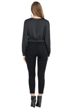 Satin Wrap Front Top -Sundress Haven AT12091B BLACK 04