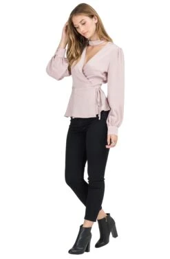 Choker Detail Wrap Top 6 Choker Detail Wrap Top -Sundress Haven AT13222 PINK ADOBE 02