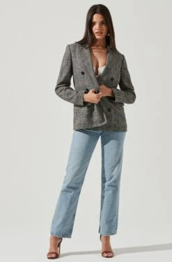 Double Breasted Blazer 6 Double Breasted Blazer -Sundress Haven AT13579 BLACK WHITE 1