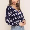 Pleated Surplice Floral Long Sleeve Top