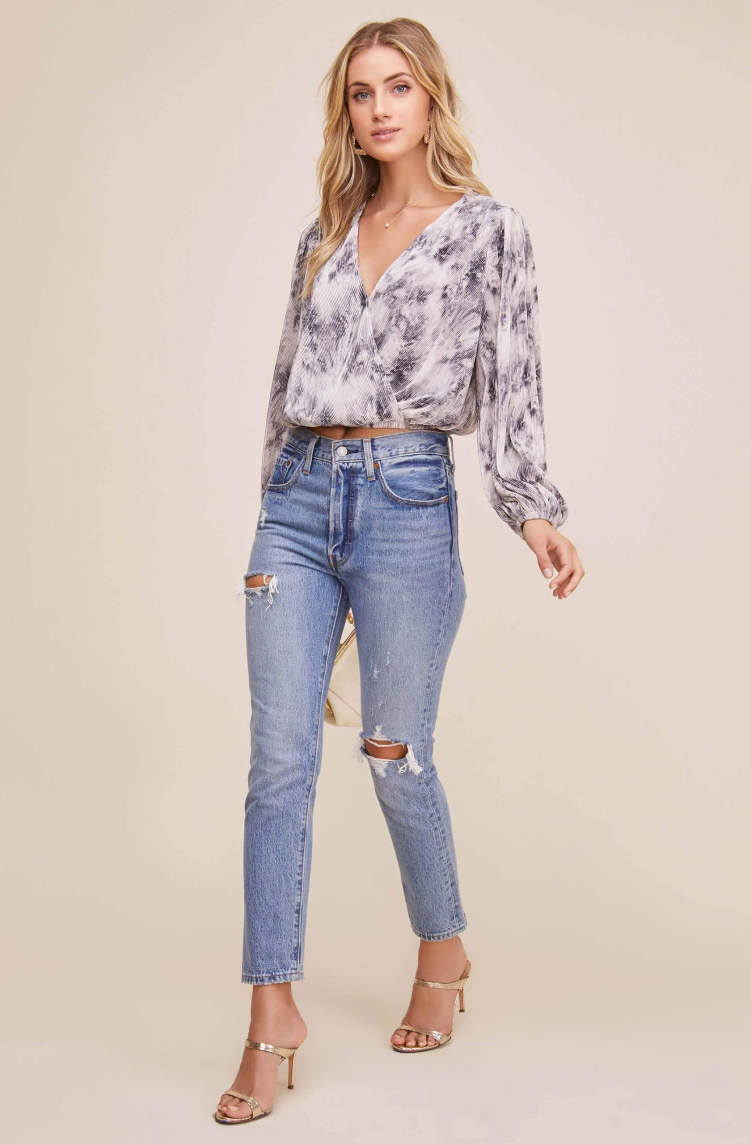 Pleated Surplice Long Sleeve Top 2 Pleated Surplice Long Sleeve Top - Image 2