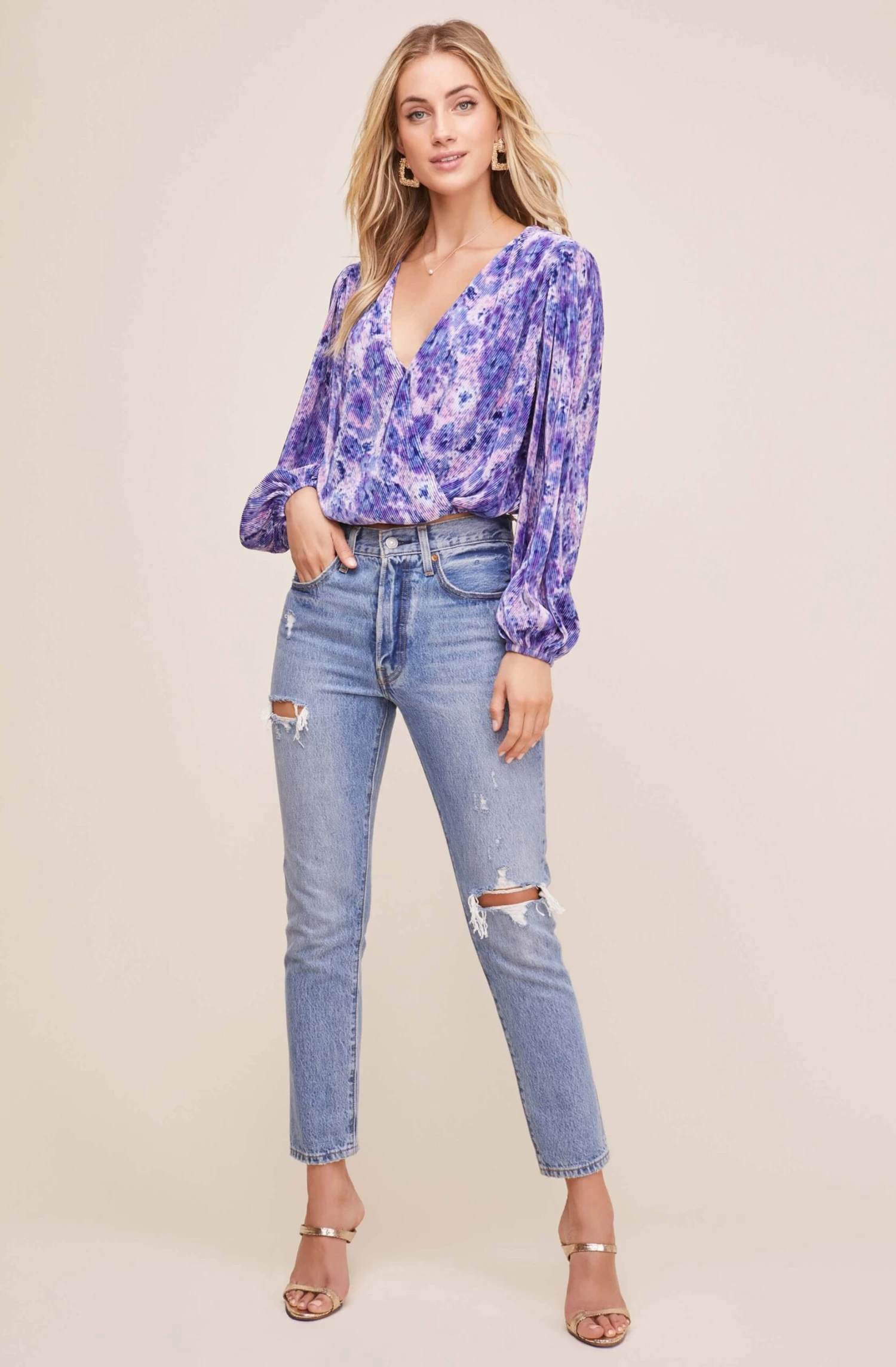 Pleated Surplice Long Sleeve Top 6 Pleated Surplice Long Sleeve Top - Image 6