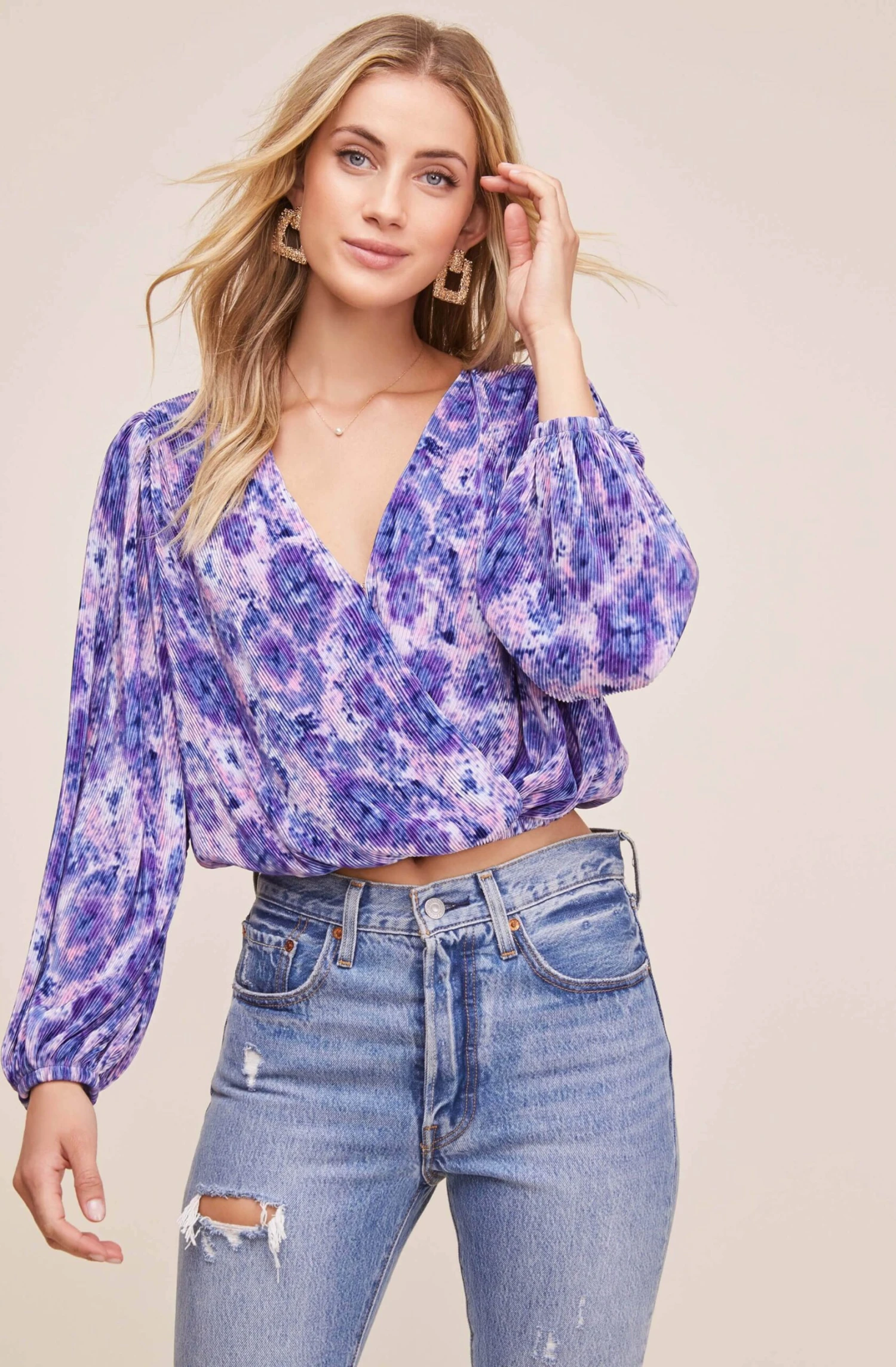 Pleated Surplice Long Sleeve Top 7 Pleated Surplice Long Sleeve Top - Image 7