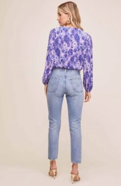 Pleated Surplice Long Sleeve Top 18 Pleated Surplice Long Sleeve Top -Sundress Haven AT15081B PINK PURPLE TIE DYE 5