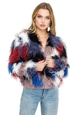 Shaggy Faux Fur Jacket 8 Shaggy Faux Fur Jacket -Sundress Haven AT15222 BLUE MULTI COLOR 05