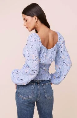 Long Sleeve Square Neck Floral Smocked Top 12 Long Sleeve Square Neck Floral Smocked Top -Sundress Haven AT15425 003 BLUEMULTIFLORAL 4