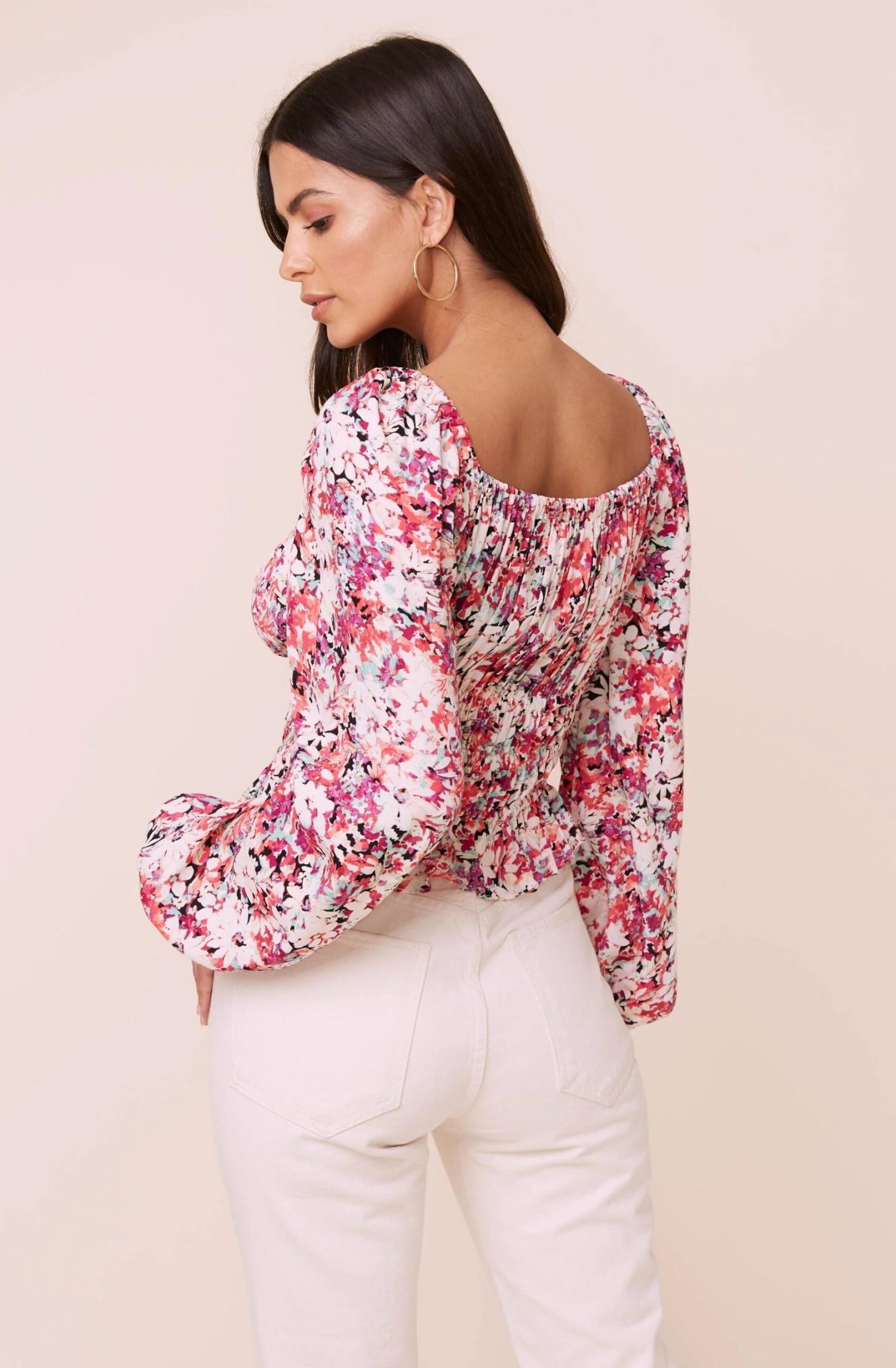 Long Sleeve Square Neck Floral Smocked Top 9 Long Sleeve Square Neck Floral Smocked Top - Image 9