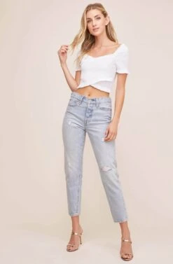 Smocked Short Sleeve Top -Sundress Haven AT15549B WHITE 1