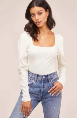Puff Sleeve Ribbed Bodysuit