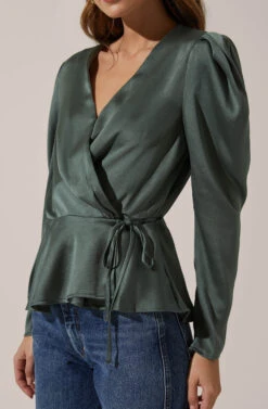 Wrap Front Top -Sundress Haven AT15801 003 FORESTGREEN 3