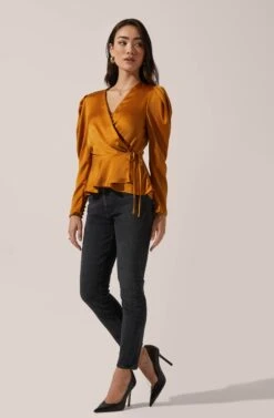 Wrap Front Top -Sundress Haven AT15801 003 MUSTARD 1