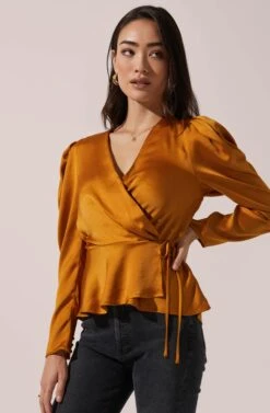 Wrap Front Top -Sundress Haven AT15801 003 MUSTARD 2