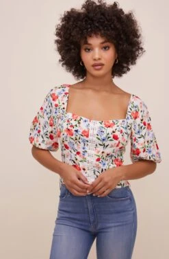 Hook & Eye Square Neck Floral Top