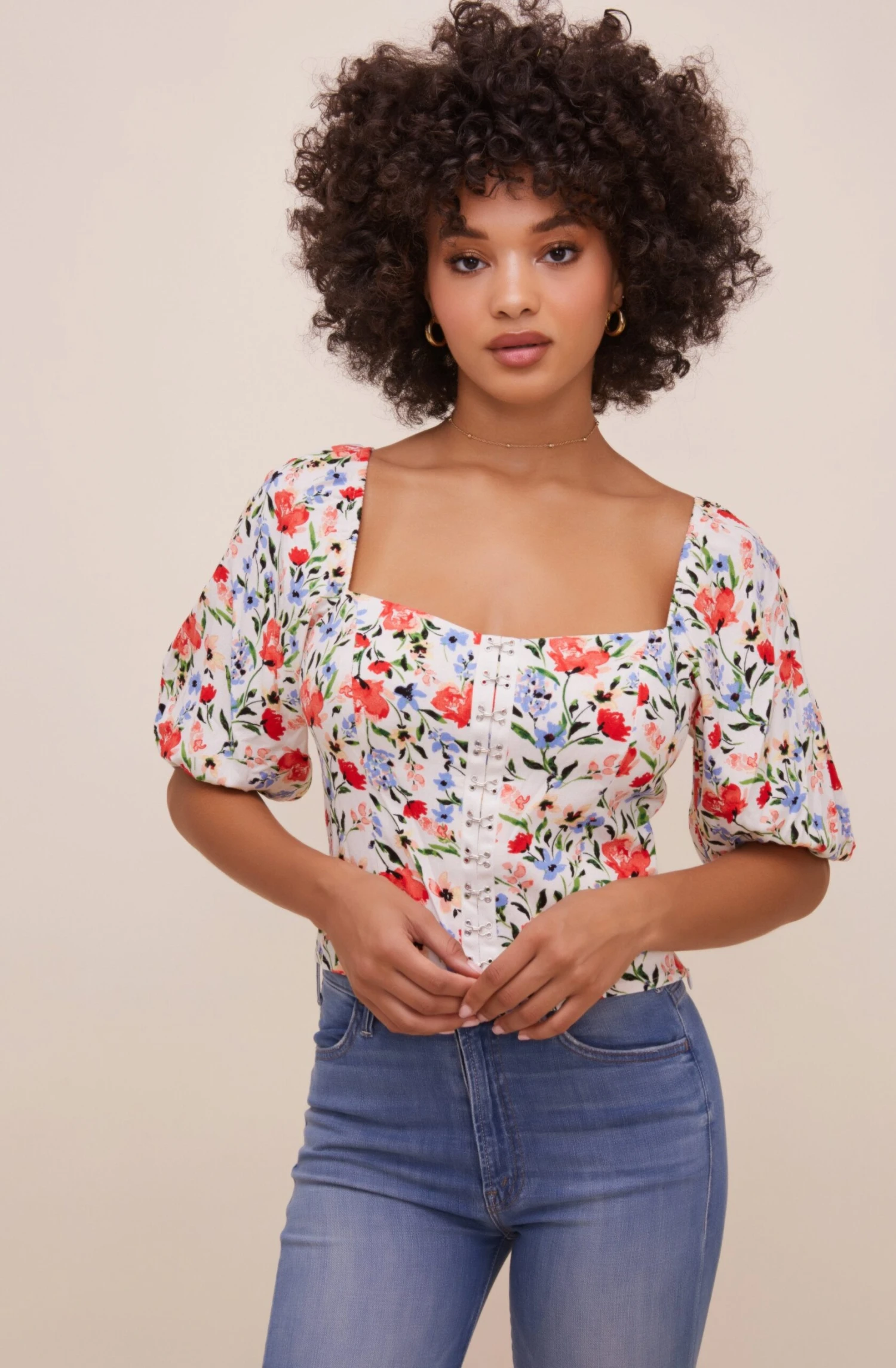 Hook & Eye Square Neck Floral Top 1 Hook & Eye Square Neck Floral Top