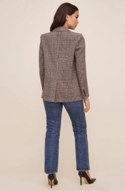 Plaid Blazer -Sundress Haven AT16133 BROWNTEALPLAID 4