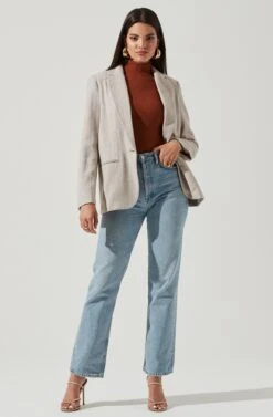 One Button Blazer 14 One Button Blazer -Sundress Haven AT16133 TAUPE 1