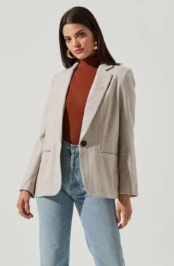 One Button Blazer 12 One Button Blazer -Sundress Haven AT16133 TAUPE 2