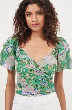 Sonnet Wrap Top -Sundress Haven AT16182 GREENLILACFLORAL 4