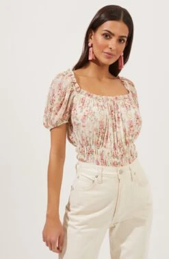 Ruffle Neck Smocked Bodysuit