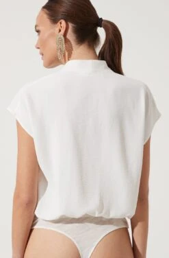 Short Sleeve Wrap Front Bodysuit -Sundress Haven AT16196 IVORY 948