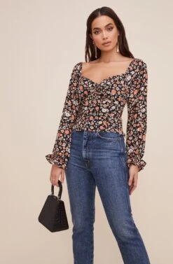 Ruffle Sweetheart Neck Top -Sundress Haven AT16325 003 BLACK RUSTMULTI 3