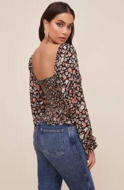 Ruffle Sweetheart Neck Top -Sundress Haven AT16325 003 BLACK RUSTMULTI 8