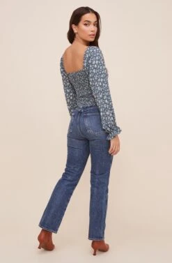 Ruffle Sweetheart Neck Top -Sundress Haven AT16325 003 BLUE IVORYDITSY 4