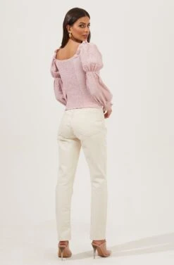 Long Sleeve Ruched Bust Top 30 Long Sleeve Ruched Bust Top -Sundress Haven AT16418 LILAC 5