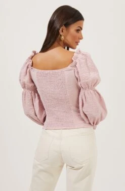 Long Sleeve Ruched Bust Top 31 Long Sleeve Ruched Bust Top -Sundress Haven AT16418 LILAC 6