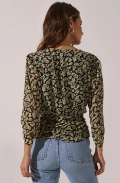 Floral Wrap Front Top -Sundress Haven AT16460 003 BLACK YELLOWMULTIFLORAL 4