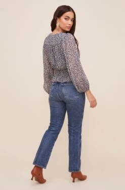 Button Front Puff Sleeve Floral Top -Sundress Haven AT16581 NAVYMULTIFLORAL 5